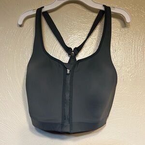 Athleta women's gray front advance zip front support sports bra in 36DD